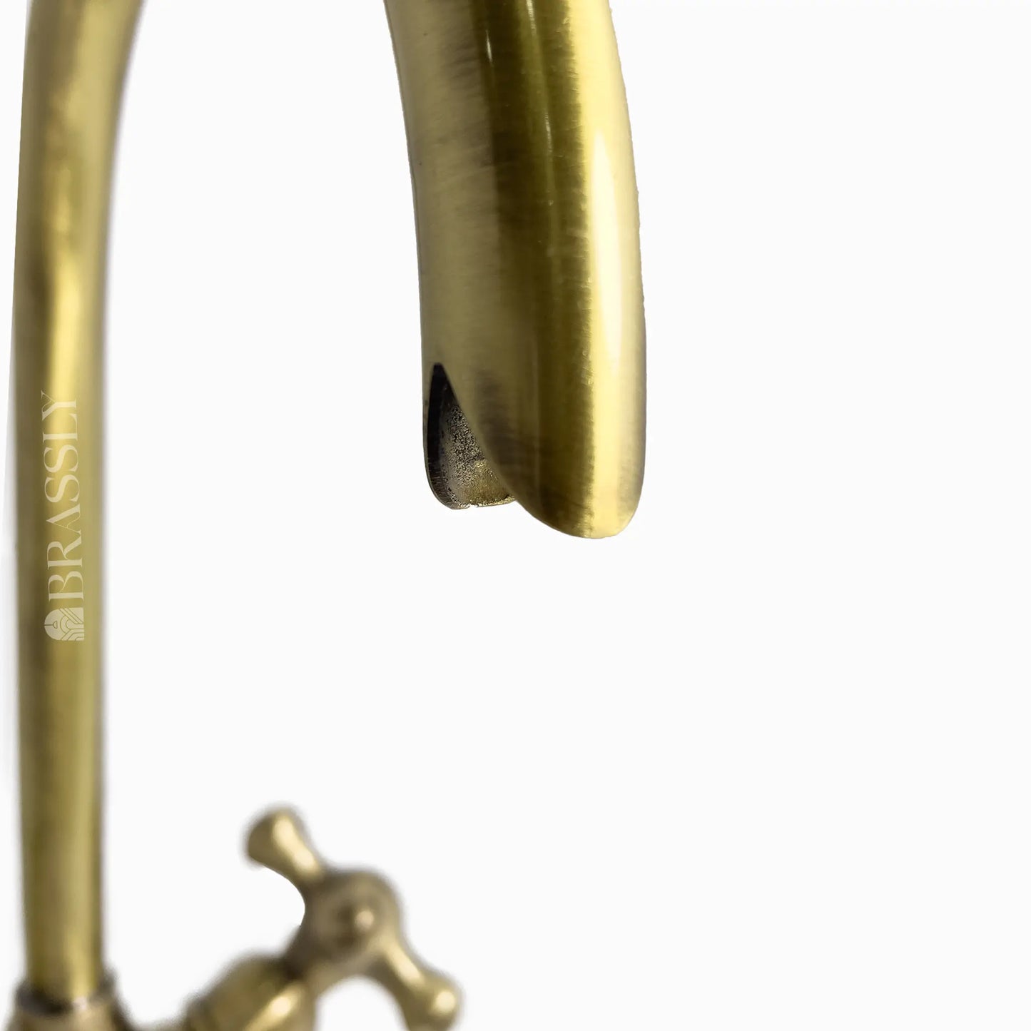 Bathroom Tap, Brass Kitchen Faucet Or Copper Gooseneck Tap with Simple Cross Handles