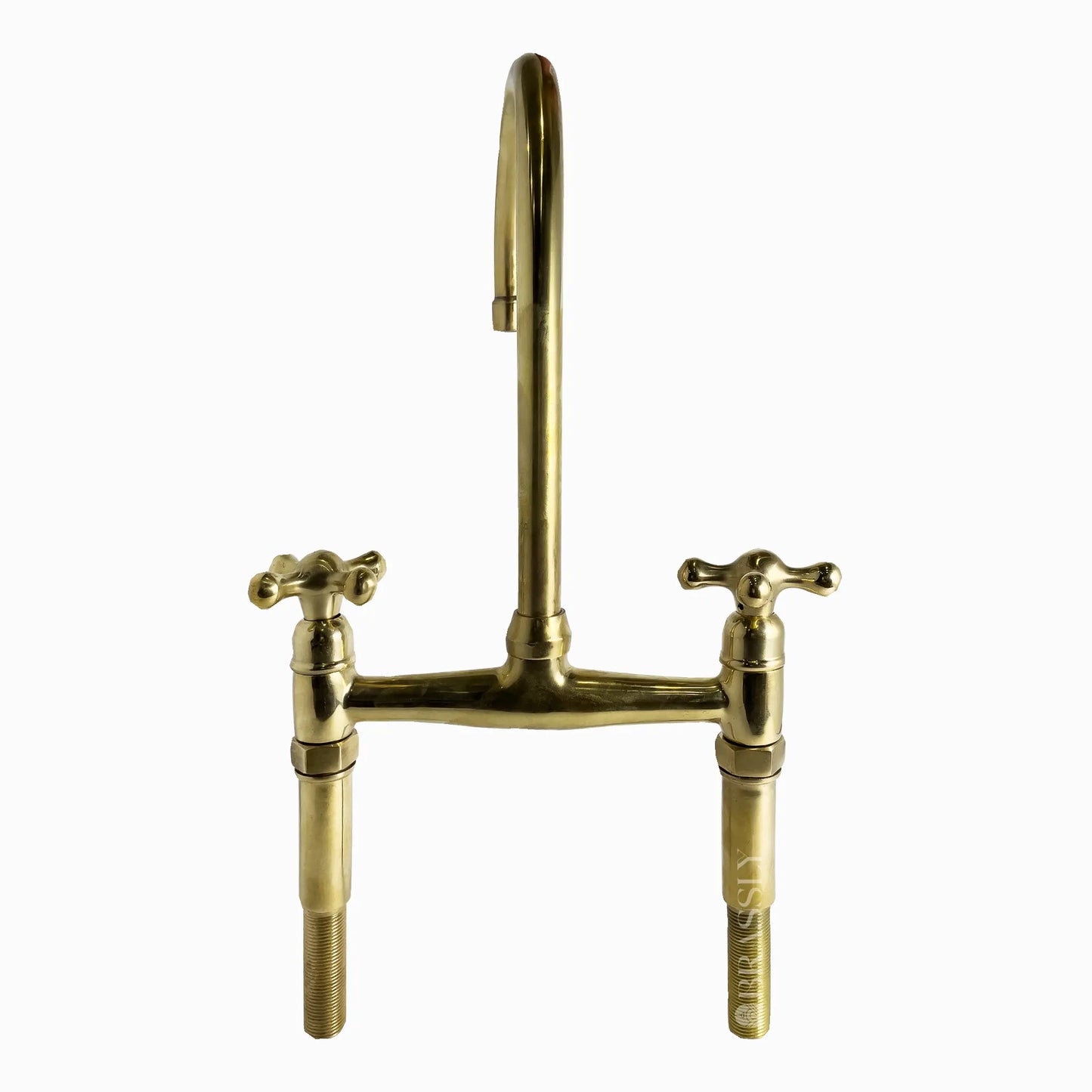 Unlacquered Brass 8" Bridge Tap, Deck Mount Tap, Vintage Kitchen Sink Tap