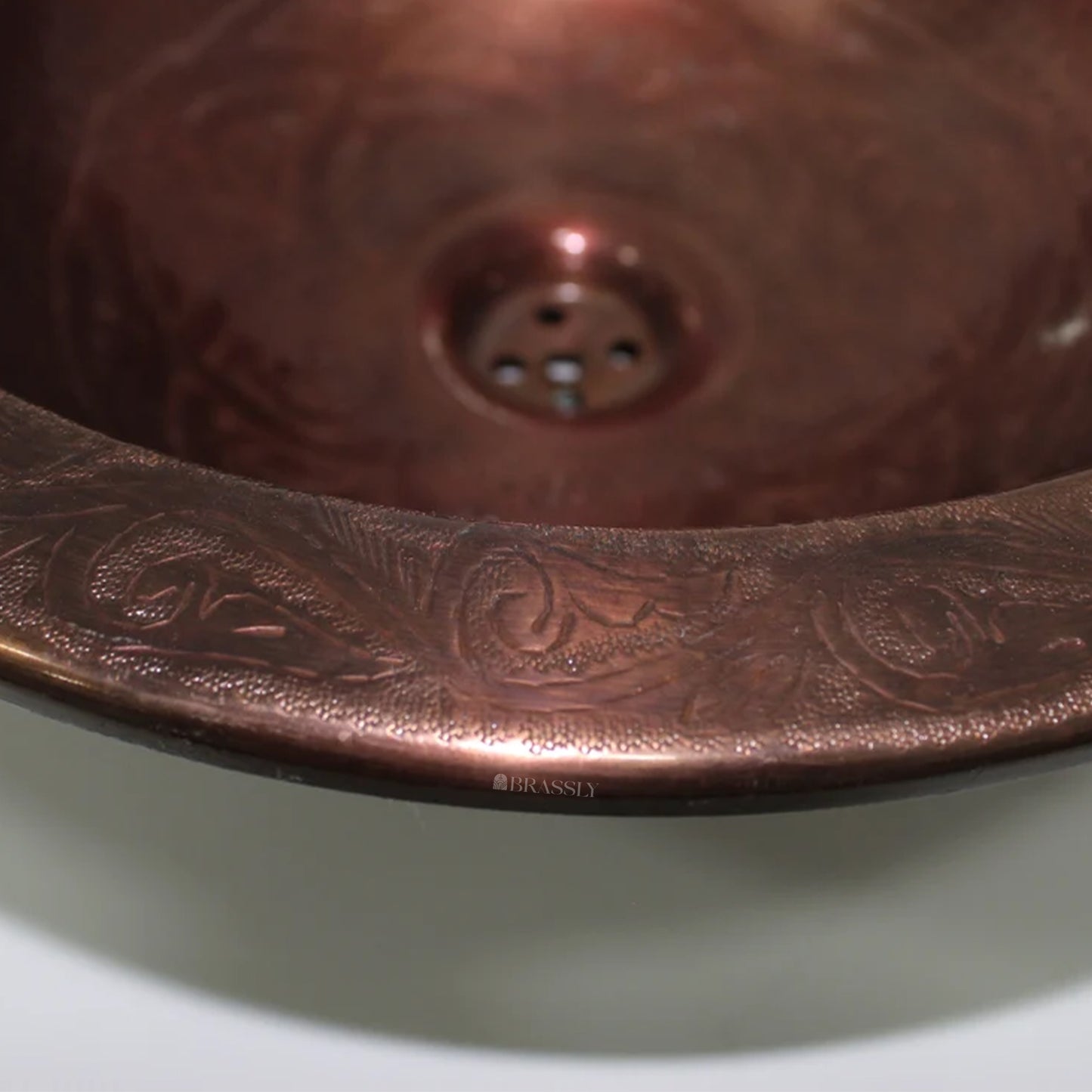 Hand-Engraved Copper Sink with Moroccan Round Vessel Design for Bathroom