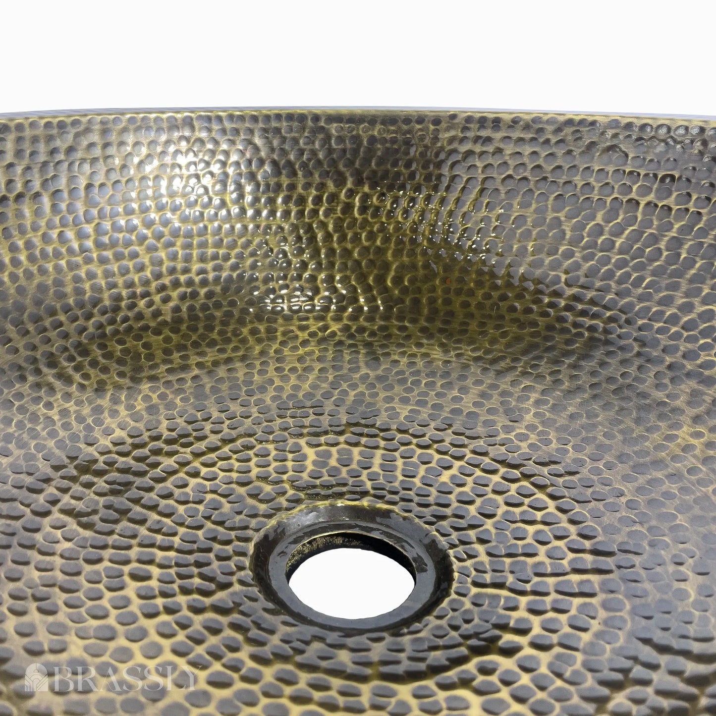 Hammered Brass Sink Bowl, Round Bar Sink, Patinated Brass
