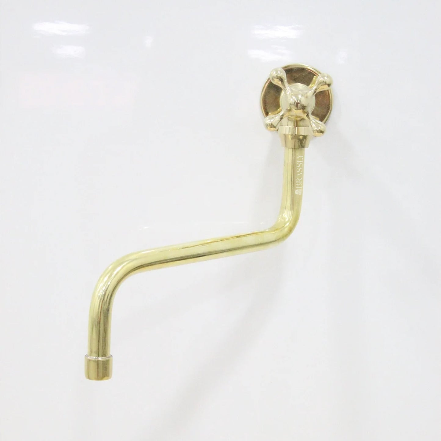 Unlacquered Brass Pot Filler Kitchen Tap, Traditional Solid Brass Wall Mount Tap with Various Handles