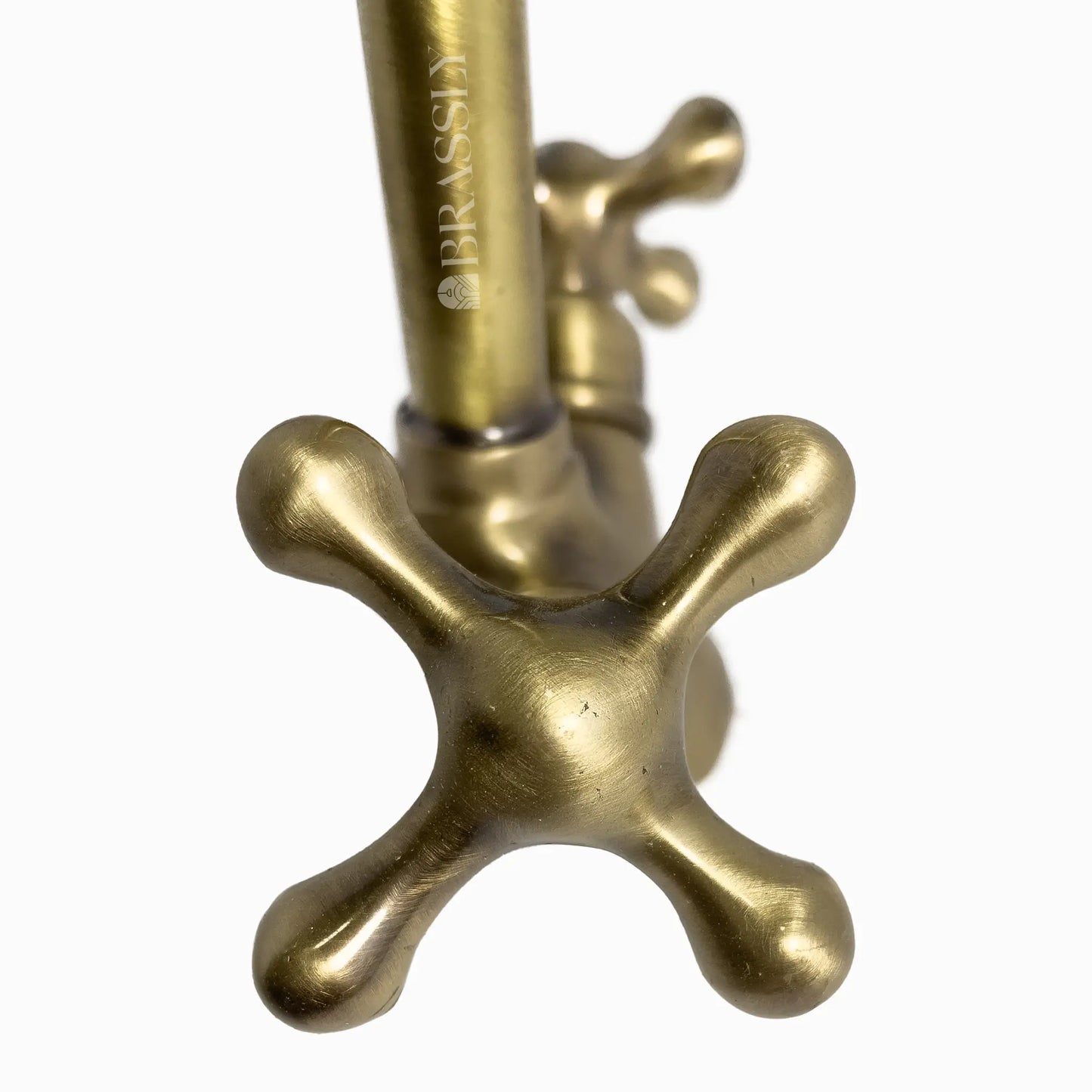 Bathroom Tap, Brass Kitchen Faucet Or Copper Gooseneck Tap with Simple Cross Handles