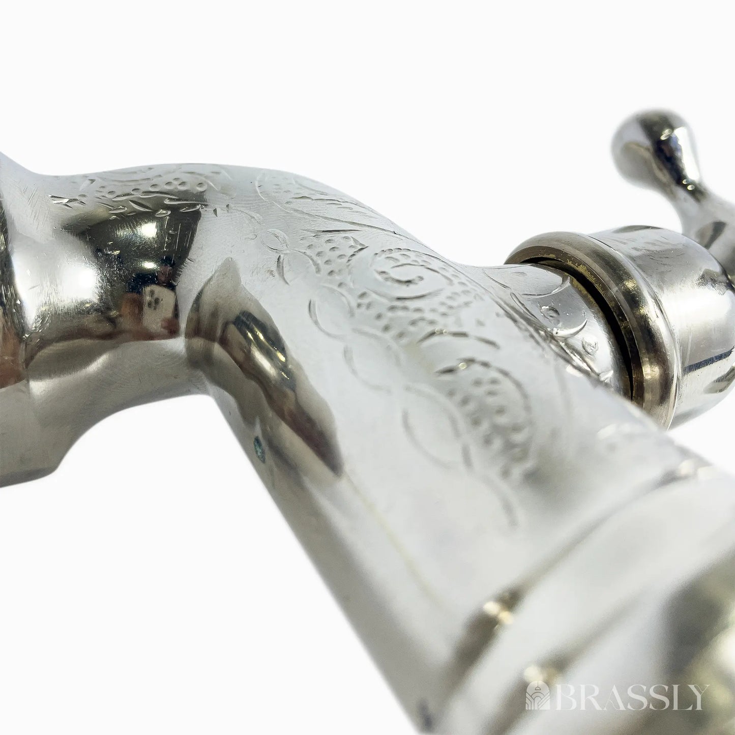 Handcrafted Small Water Tap, Chrome Silver Finish Wall Faucet