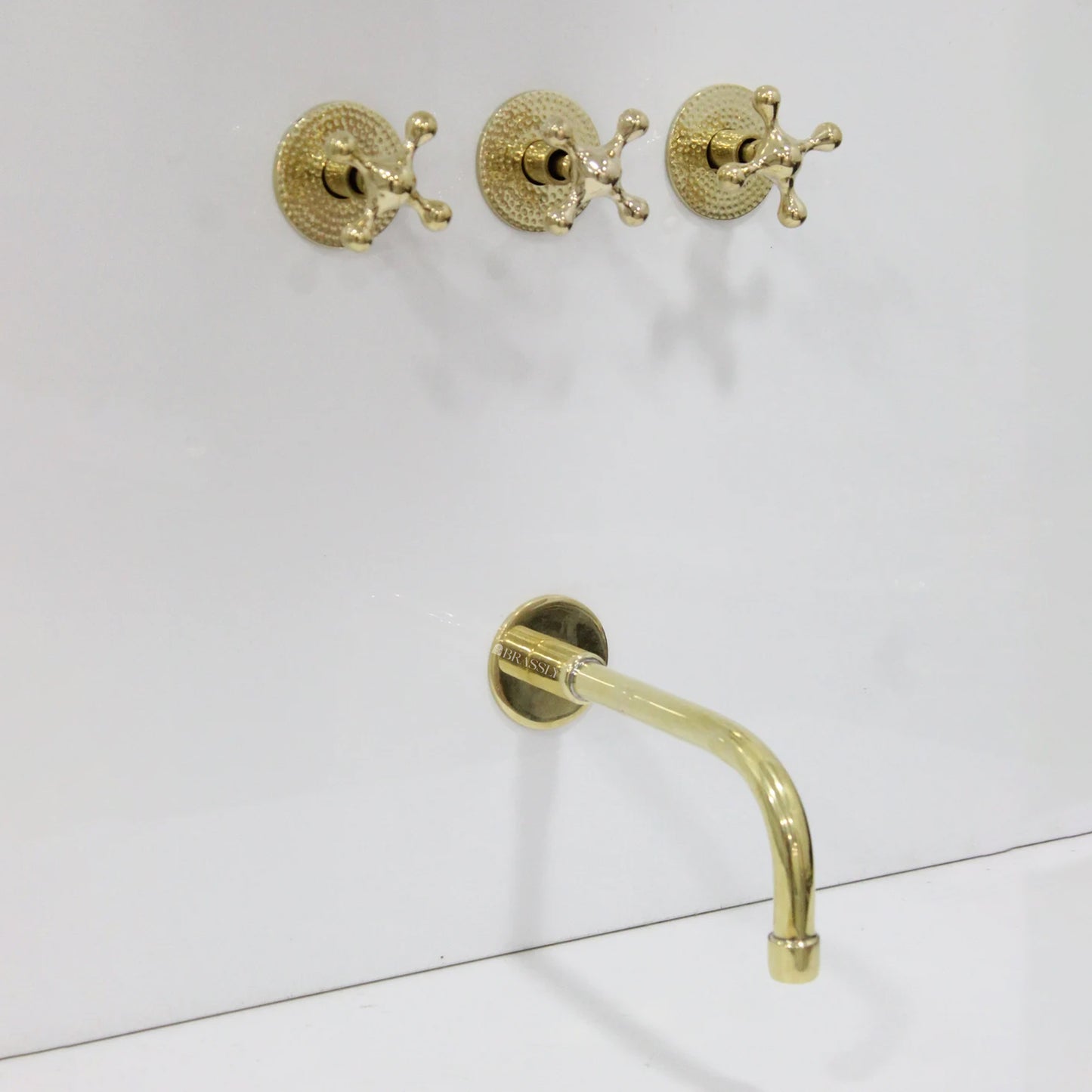 Brass Shower System, Straight Tub Filler And Head Shower, Plumbing Fixtures