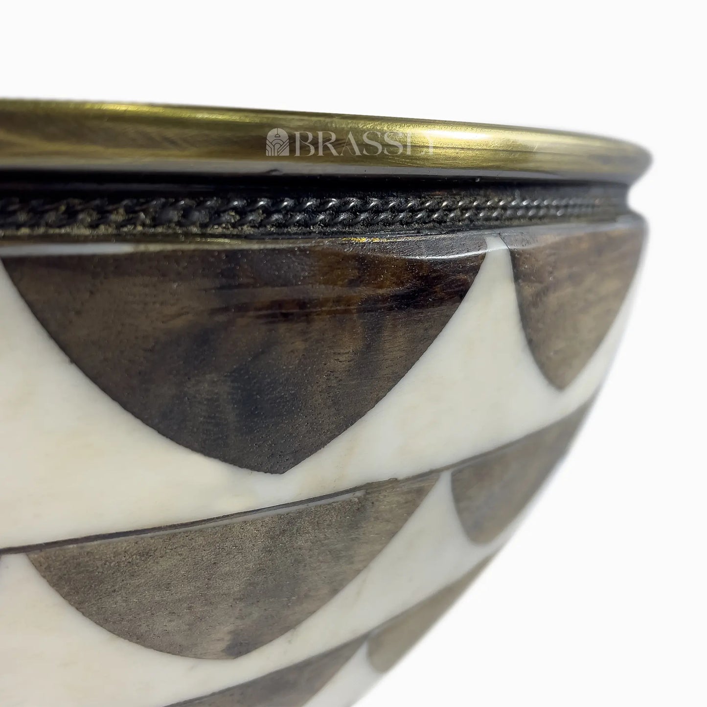 Brass Bathroom Sink, White And Black Pattern, Copper Resin Vanity Vessel Sink