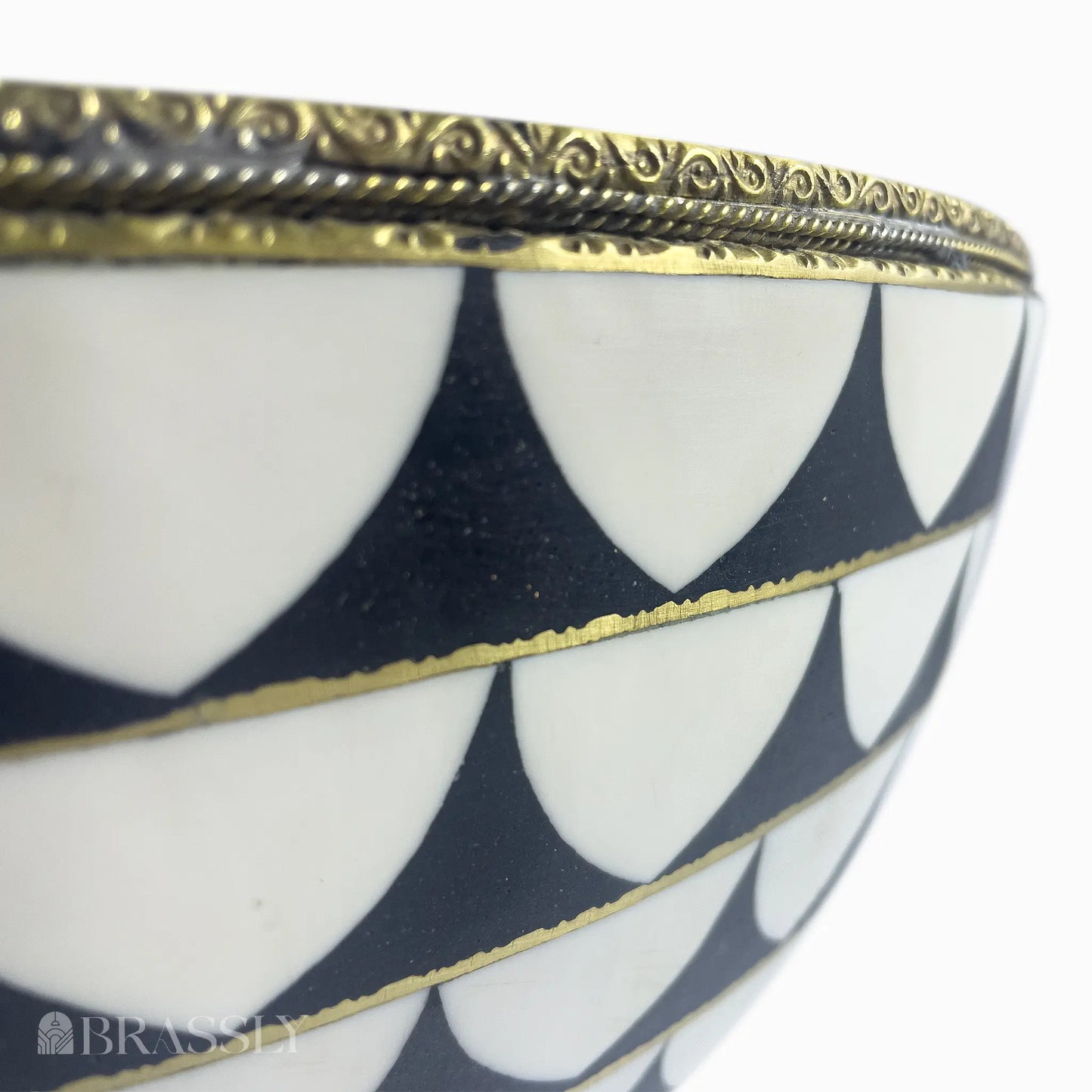 Brass Bathroom Sink, White And Black Pattern, Copper Resin Vanity Vessel Sink