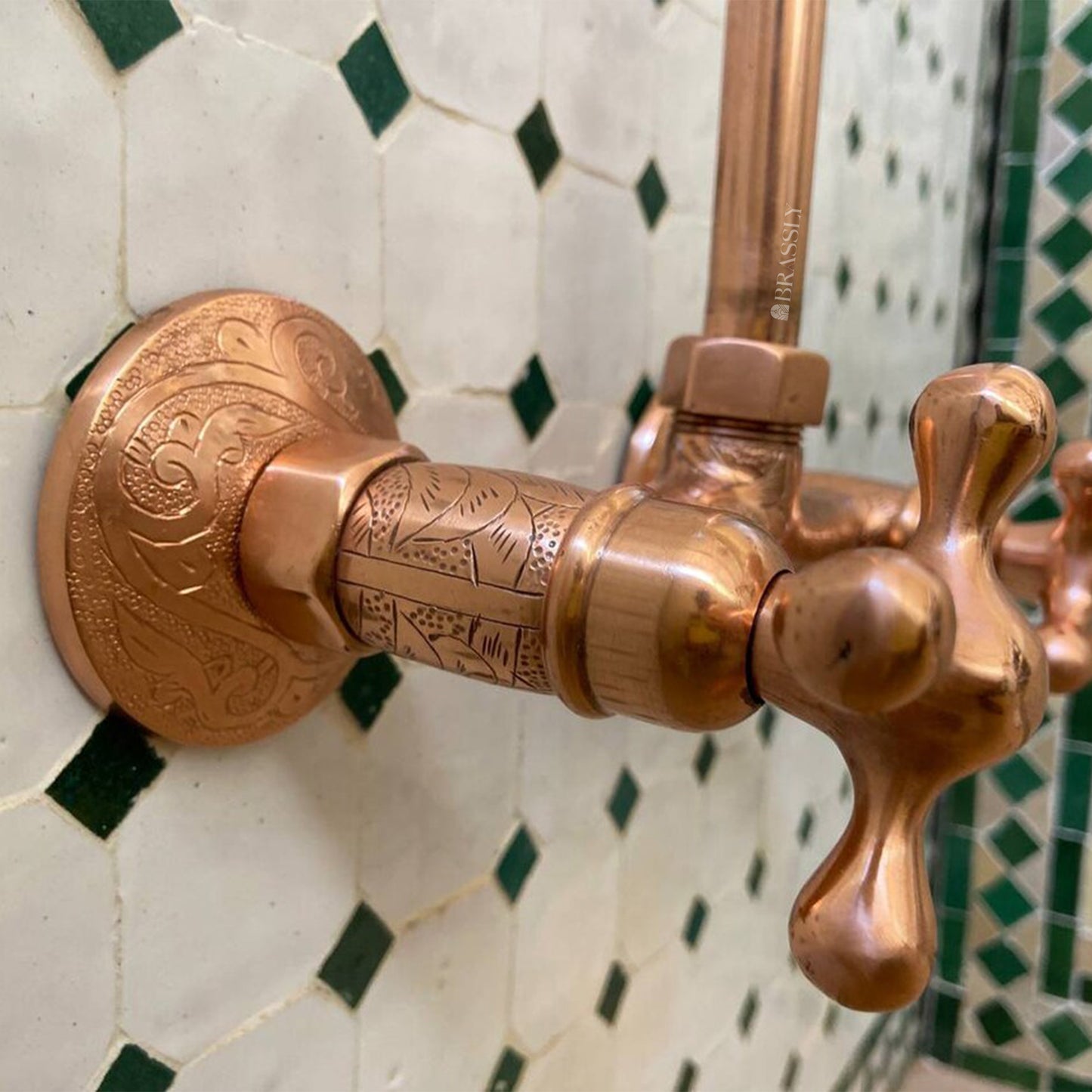 Unlacquered Solid Copper Shower for Outdoor Use - Copper Showerhead