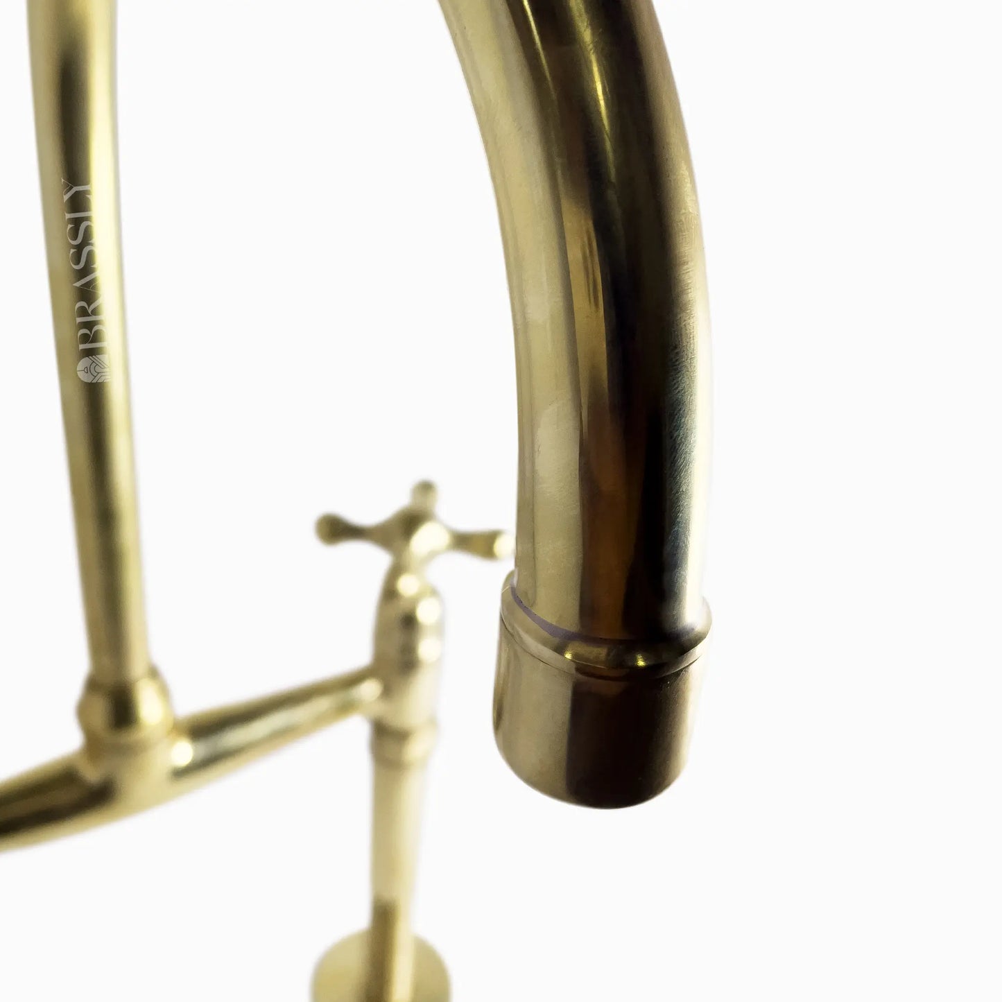 Unlacquered Brass 8" Bridge Tap, Deck Mount Tap, Vintage Kitchen Sink Tap