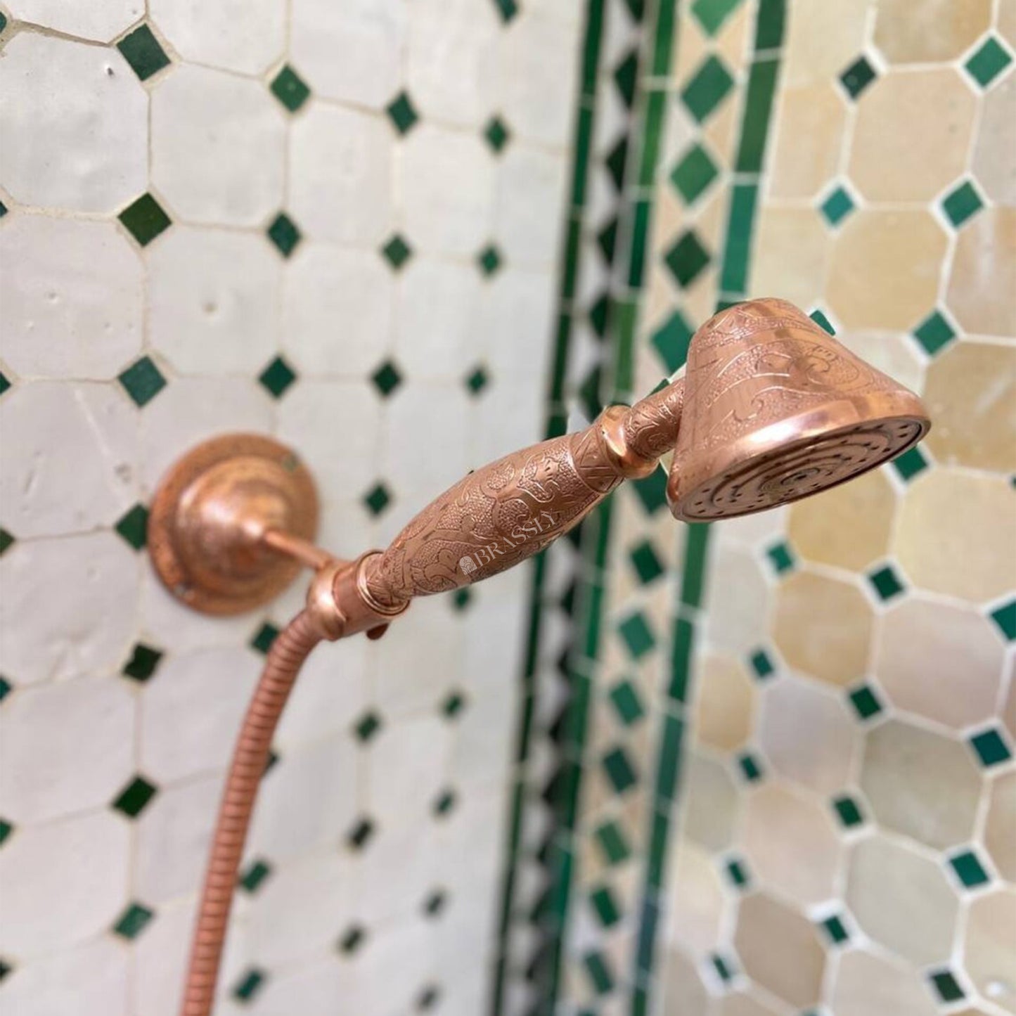 Unlacquered Solid Copper Shower for Outdoor Use - Copper Showerhead