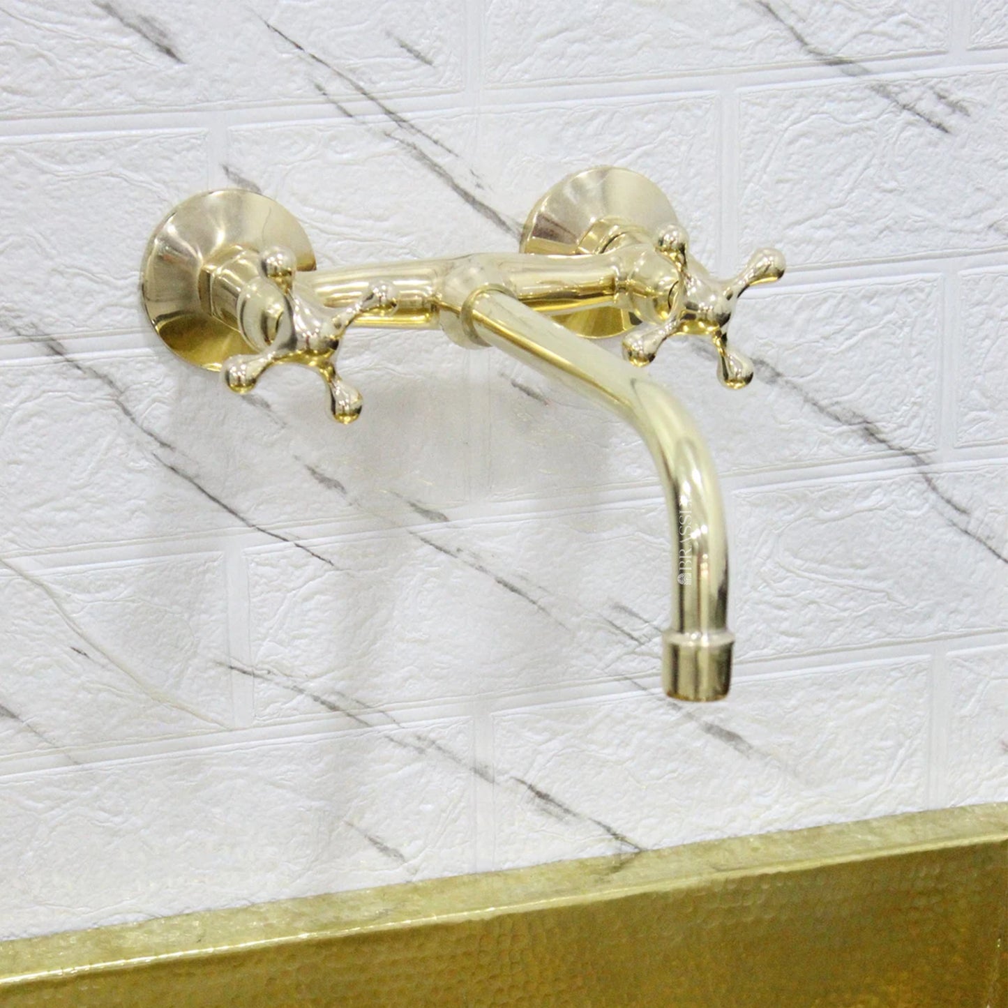 Brass Wall Mounted Tap, Multiple Handle Styles for Bathroom and Kitchen