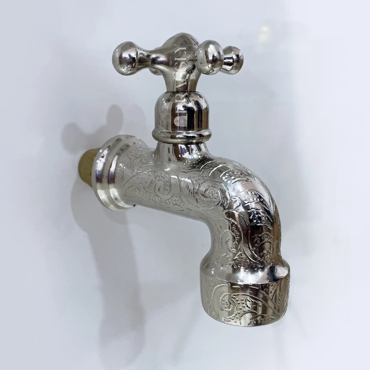 Handcrafted Small Water Tap, Chrome Silver Finish Wall Faucet