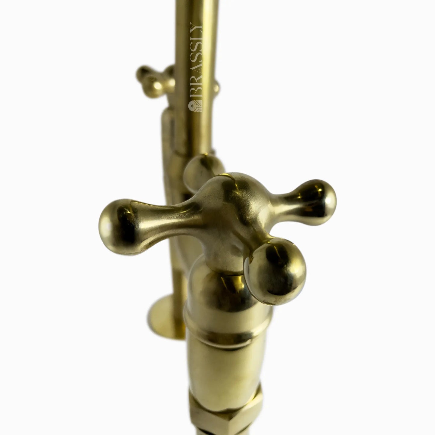 Unlacquered Brass 8" Bridge Tap, Deck Mount Tap, Vintage Kitchen Sink Tap
