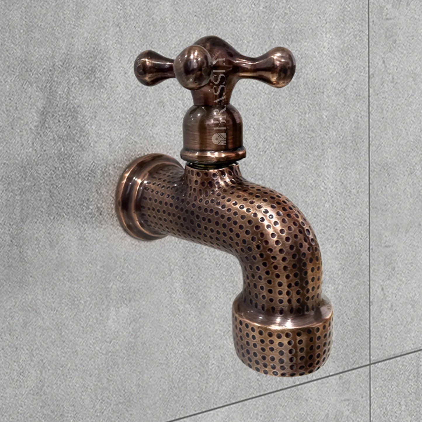 Copper Wall Mount Water Tap, Engraved Moroccan Faucet
