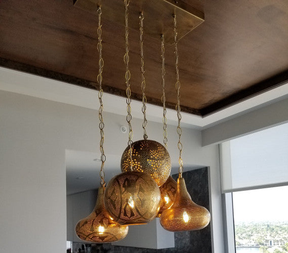 Brass Pendant Lights, Bathroom & Bedroom