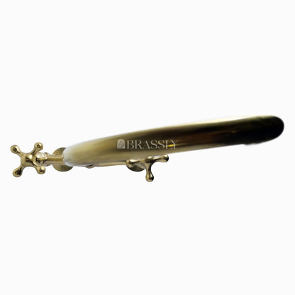 Unlacquered Brass 8" Bridge Tap, Deck Mount Tap, Vintage Kitchen Sink Tap