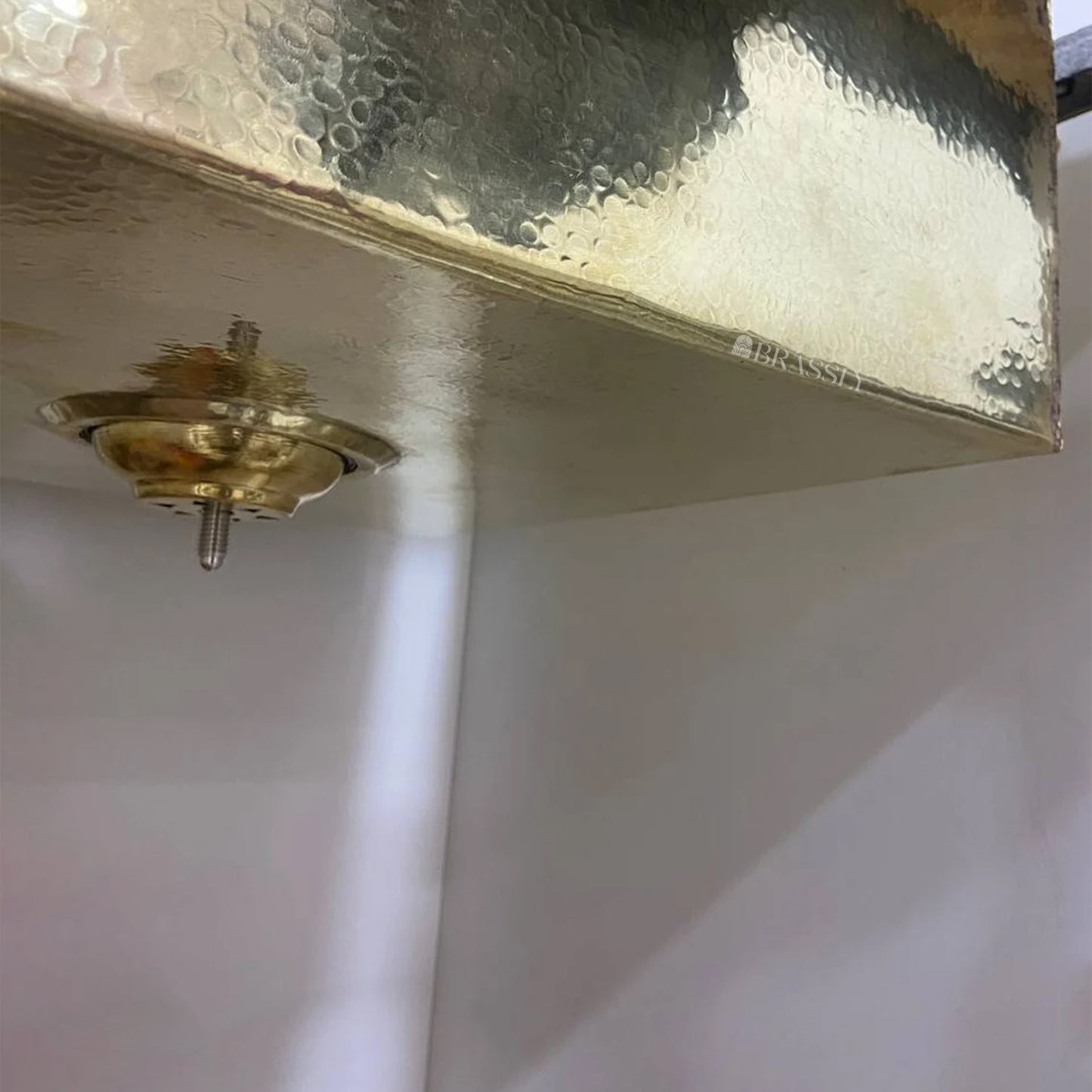 Hammered Brass Undermount Sink with Custom Drain - Kitchen, Bar & Outdoor