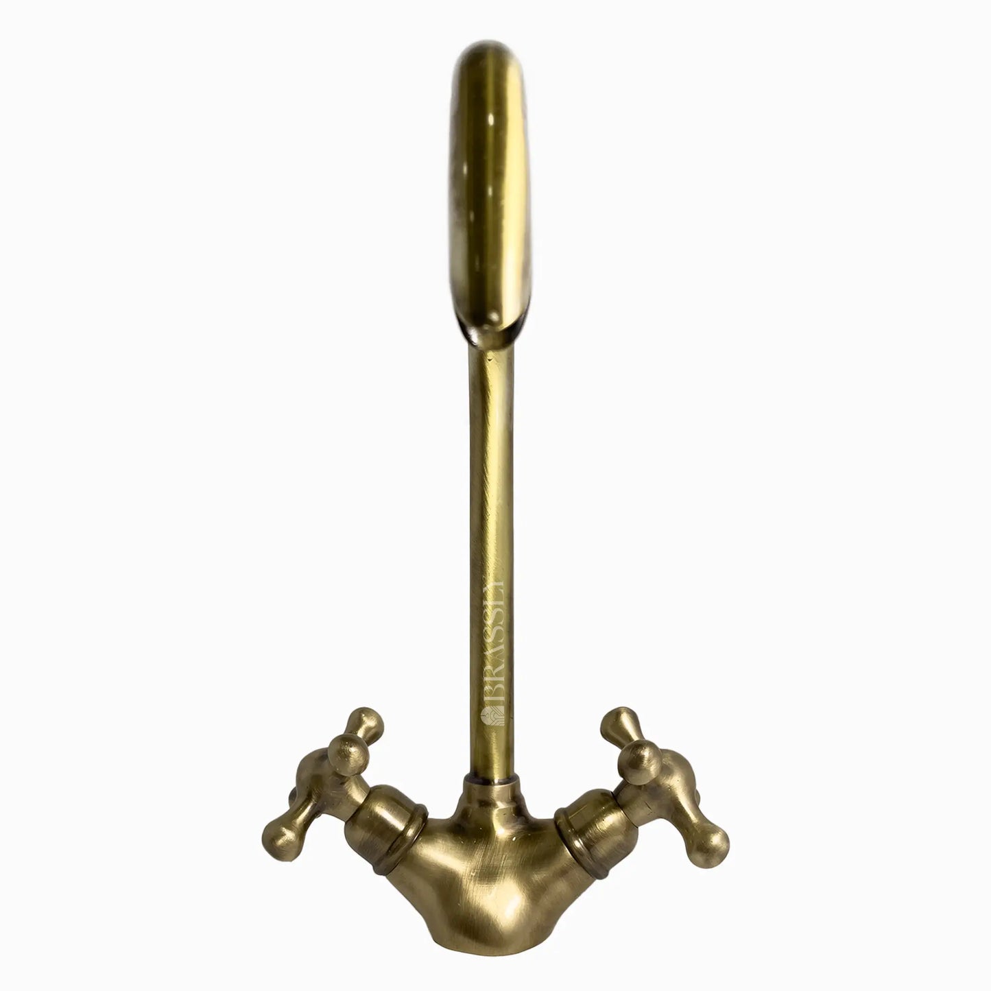 Bathroom Tap, Brass Kitchen Faucet Or Copper Gooseneck Tap with Simple Cross Handles