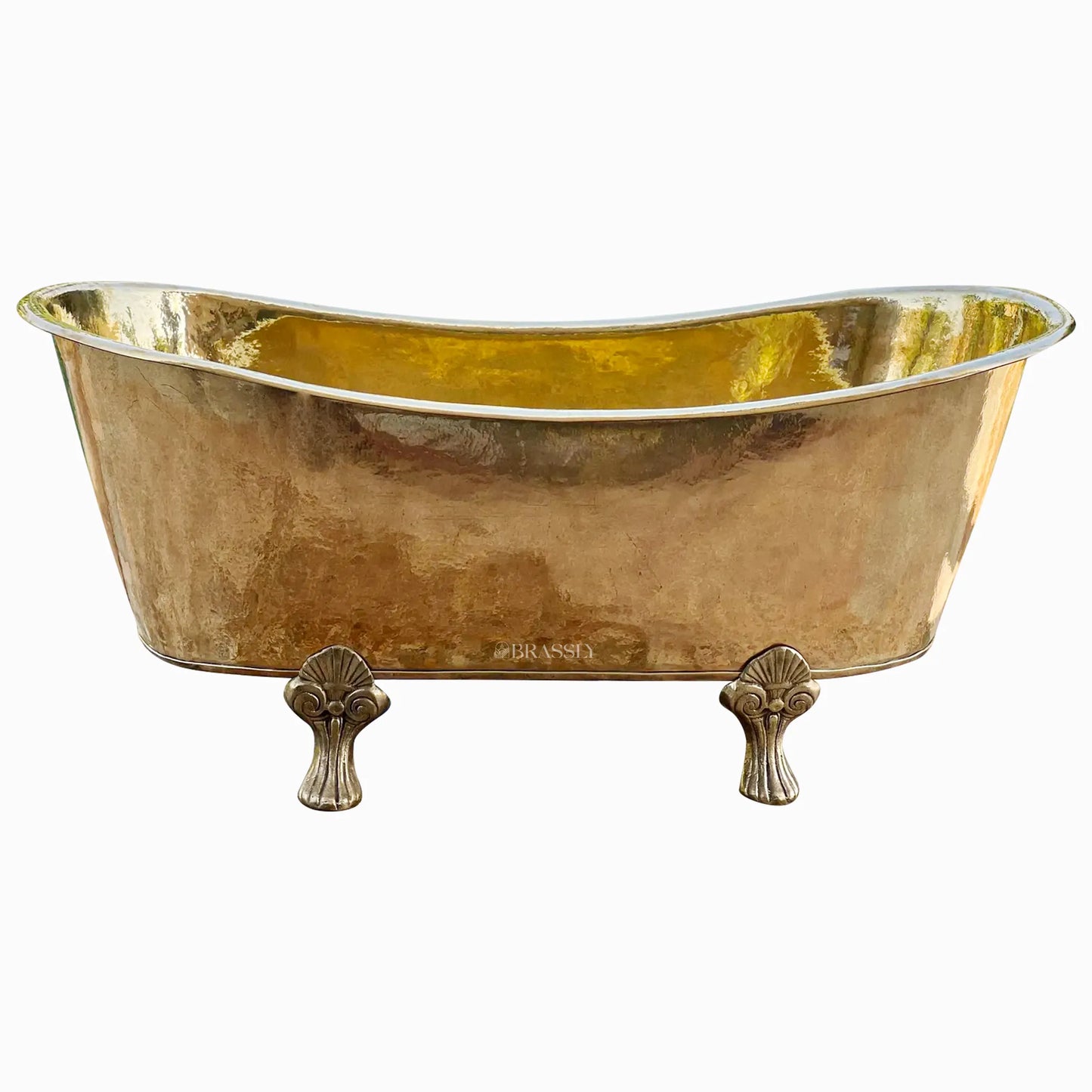 Antique Brass Slipper Clawfoot Bathtub – Solid Freestanding Luxury Bath