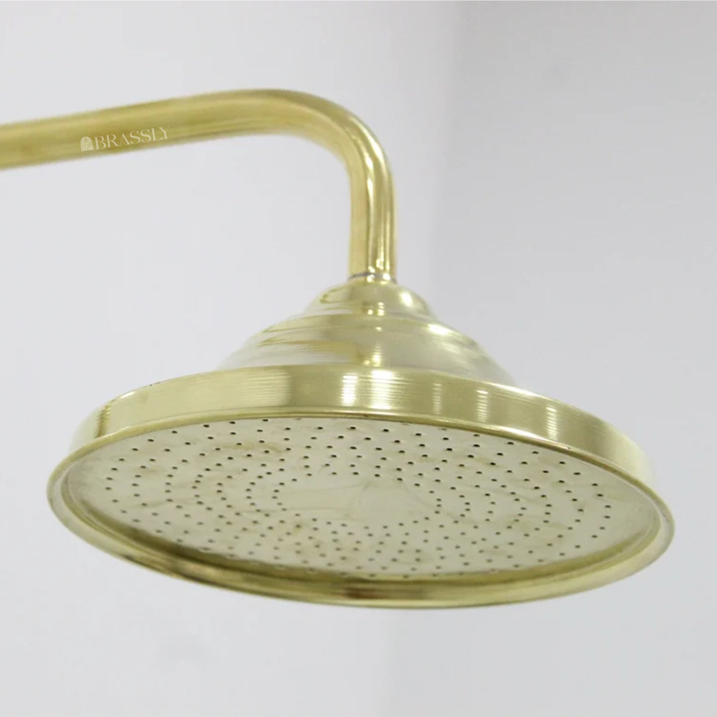 Unlacquered Brass Shower Head - Round Shower Head with Arm Extension