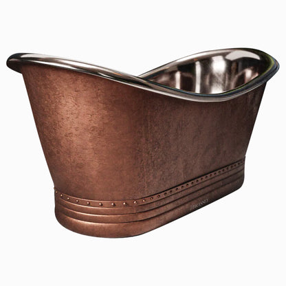 Handmade Hammered Copper Bathtub with Patina – Freestanding Luxury Soaking Tub