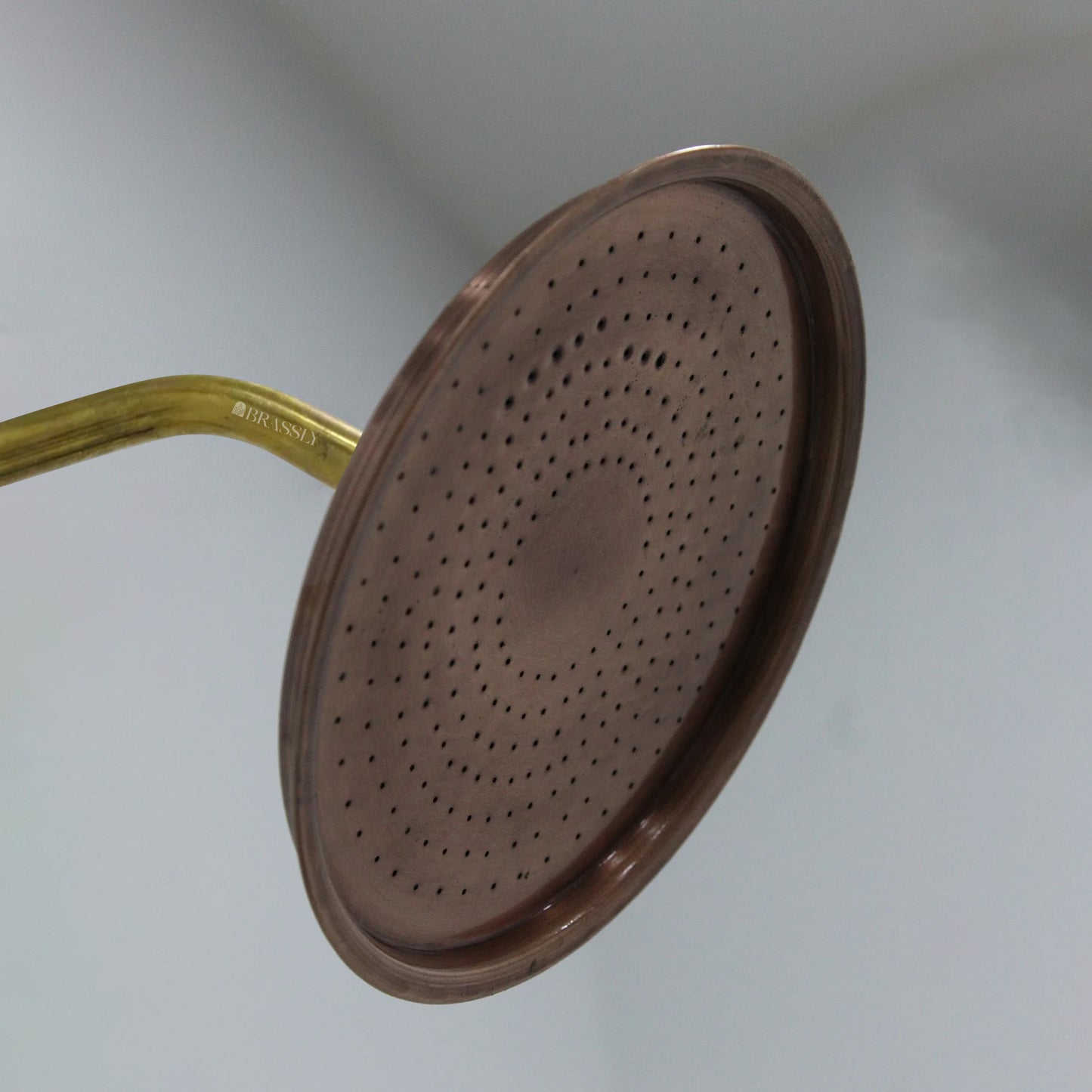 Unlacquered Solid Dark Copper Round Rain Shower Head - Vintage Outdoor Showerhead