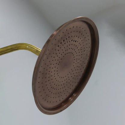 Unlacquered Solid Dark Copper Round Rain Shower Head - Vintage Outdoor Showerhead