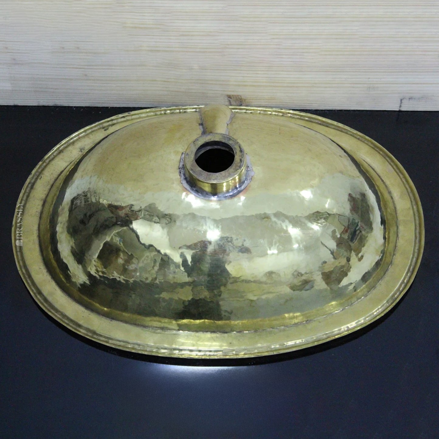 Handmade Resin and Bone Drop-In Bathroom Sink, Vintage Style Brass Basin Moroccan Sink