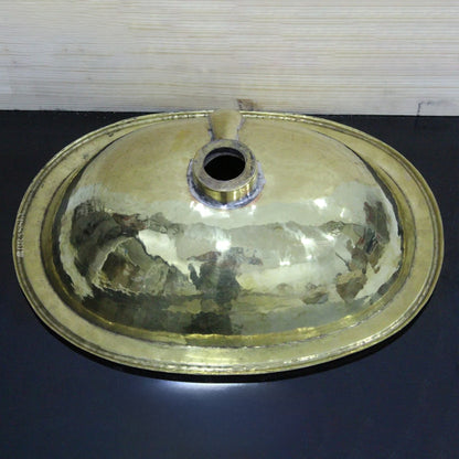 Handmade Resin and Bone Drop-In Bathroom Sink, Vintage Style Brass Basin Moroccan Sink