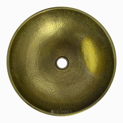 Hammered Brass Sink With Wood And Black Resin Pattern