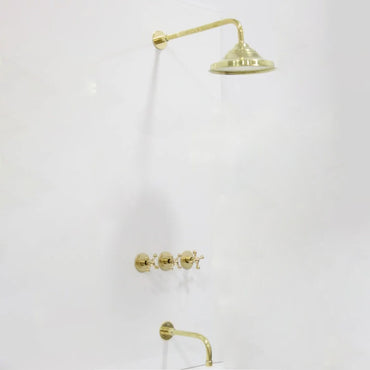 Brass Shower System, Straight Tub Filler And Head Shower, Plumbing Fixtures