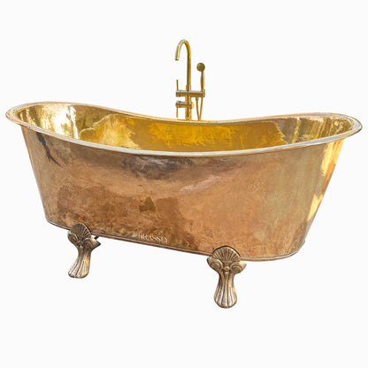 Antique Brass Slipper Clawfoot Bathtub – Solid Freestanding Luxury Bath