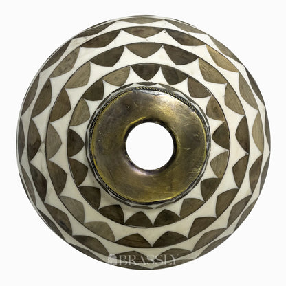 Brass Bathroom Sink, White And Black Pattern, Copper Resin Vanity Vessel Sink