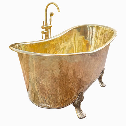 Antique Brass Slipper Clawfoot Bathtub – Solid Freestanding Luxury Bath