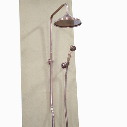 Copper Shower System With Handheld Sprayer, Vintage Rain Showerhead System