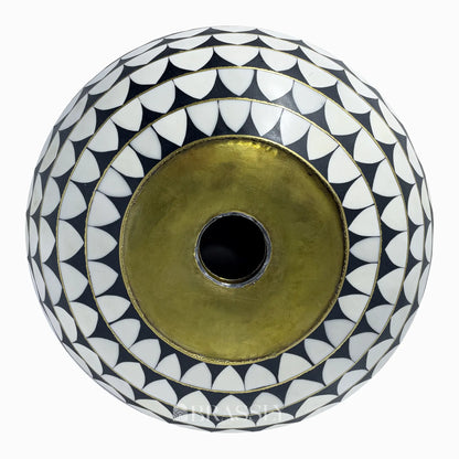 Brass Bathroom Sink, White And Black Pattern, Copper Resin Vanity Vessel Sink