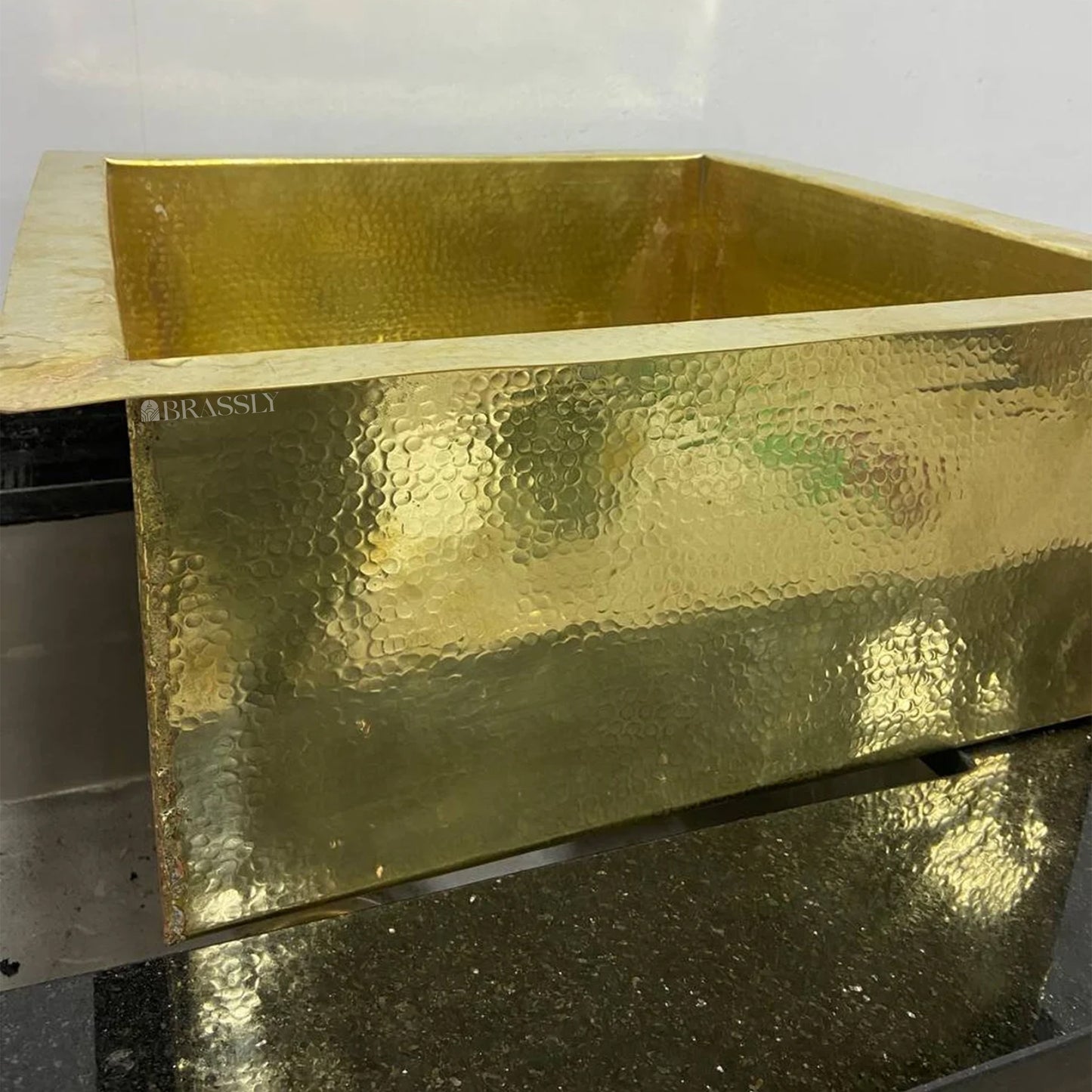 Hammered Brass Undermount Sink with Custom Drain - Kitchen, Bar & Outdoor