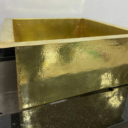 Hammered Brass Undermount Sink with Custom Drain - Kitchen, Bar & Outdoor