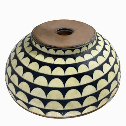 Brass Bathroom Sink, White And Black Pattern, Copper Resin Vanity Vessel Sink