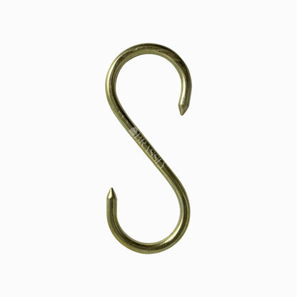 Brass Hanging Rail, 10 Grove S Hooks,  Polished Brass