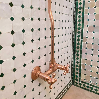 Unlacquered Solid Copper Shower for Outdoor Use - Copper Showerhead