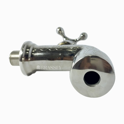 Handcrafted Small Water Tap, Chrome Silver Finish Wall Faucet