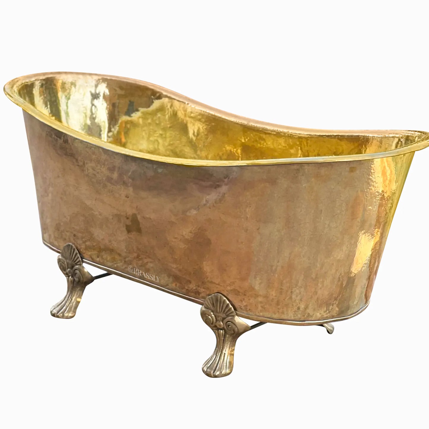 Antique Brass Slipper Clawfoot Bathtub – Solid Freestanding Luxury Bath