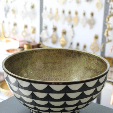 Moroccan Bronze Sink Bowl - Handcrafted Copper Round Washbasin for Bathroom or Outdoor Use