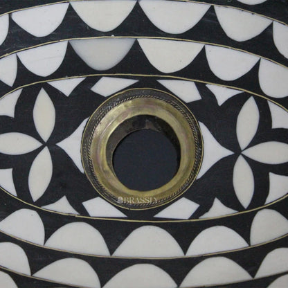 Handmade Resin and Bone Drop-In Bathroom Sink, Vintage Style Brass Basin Moroccan Sink