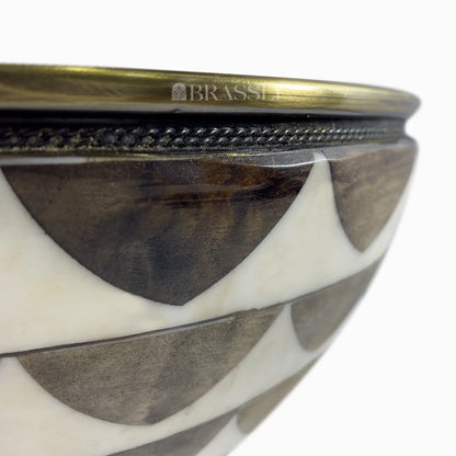 Brass Bathroom Sink, White And Black Pattern, Copper Resin Vanity Vessel Sink