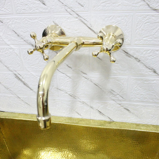 Brass Wall Mounted Tap, Multiple Handle Styles for Bathroom and Kitchen