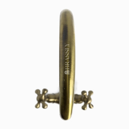 Bathroom Tap, Brass Kitchen Faucet Or Copper Gooseneck Tap with Simple Cross Handles