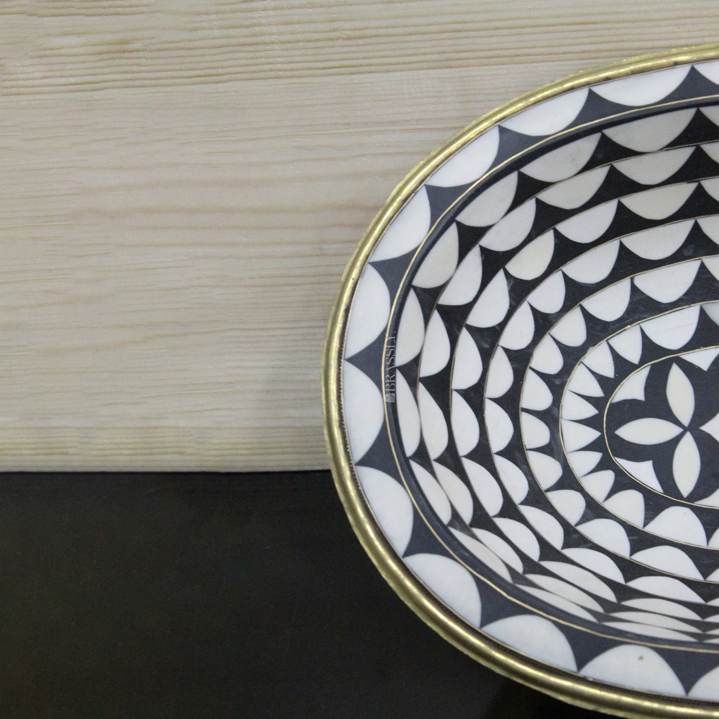 Handmade Resin and Bone Drop-In Bathroom Sink, Vintage Style Brass Basin Moroccan Sink