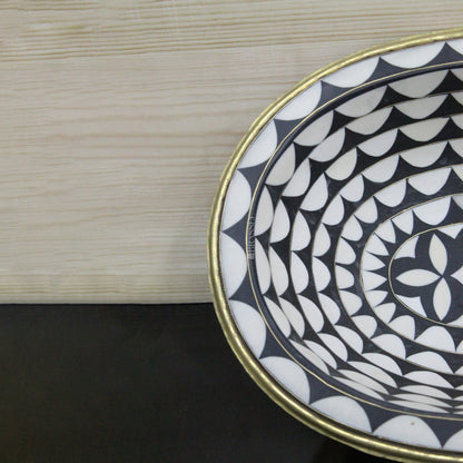 Handmade Resin and Bone Drop-In Bathroom Sink, Vintage Style Brass Basin Moroccan Sink