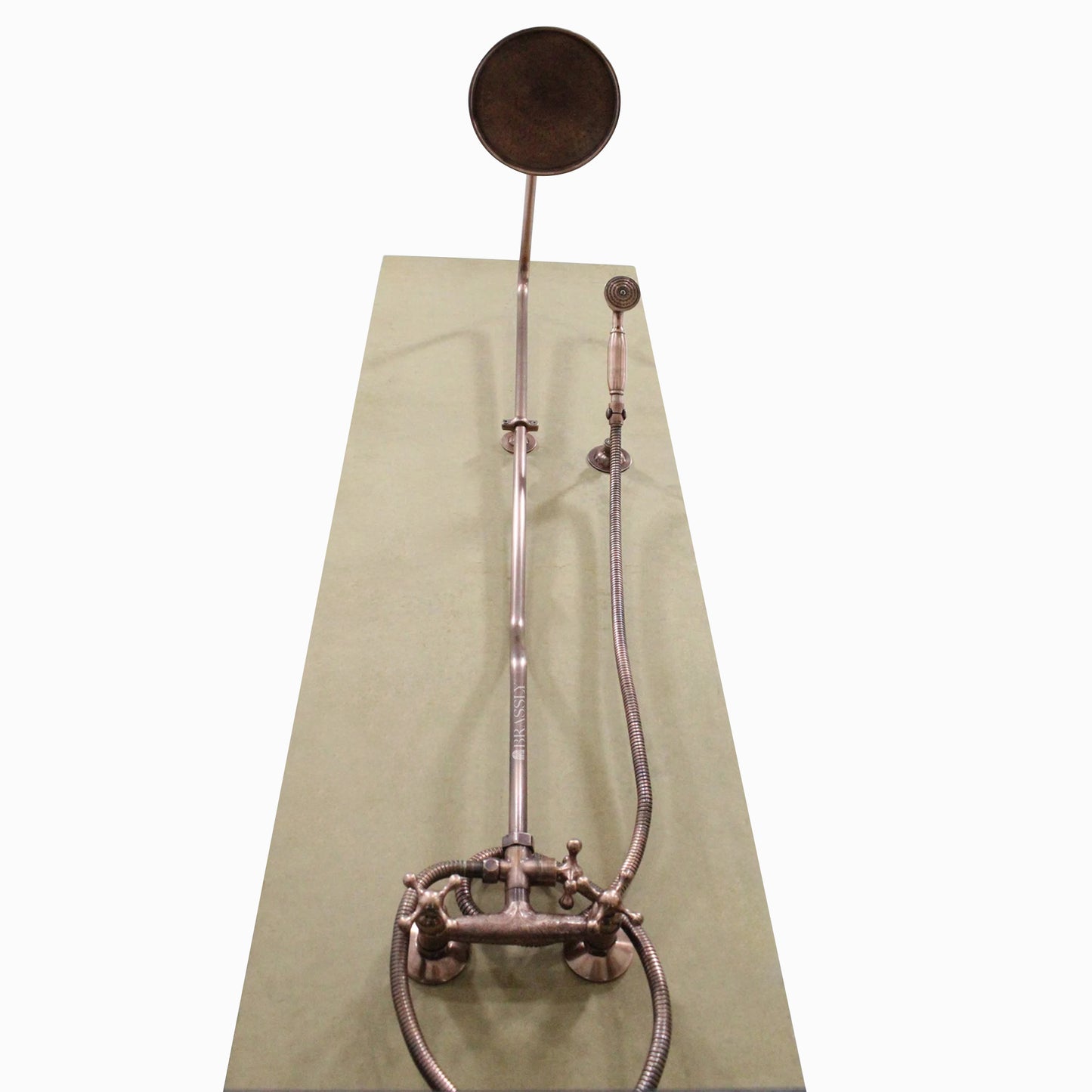 Copper Shower System With Handheld Sprayer, Vintage Rain Showerhead System
